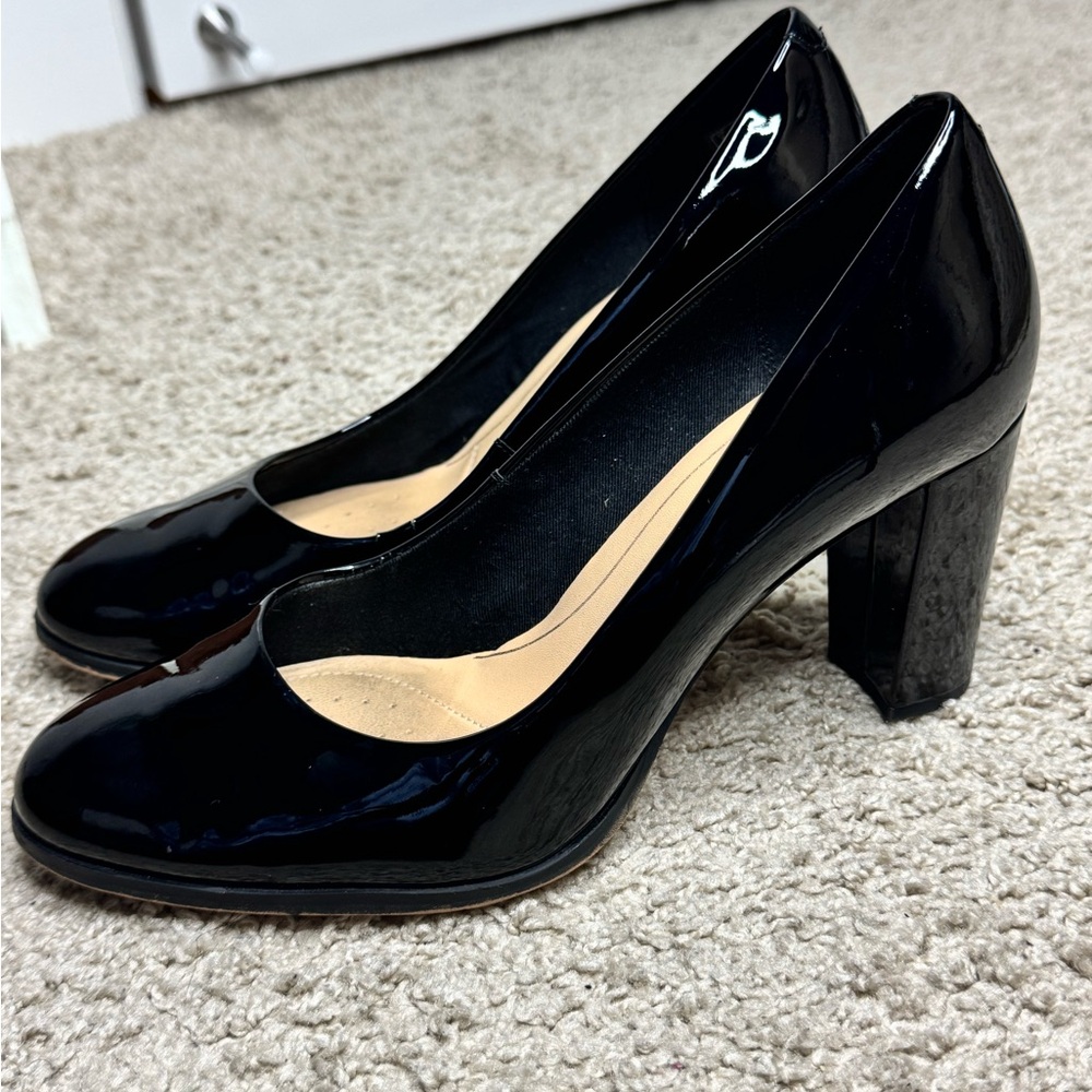 Clarks patent leather heels